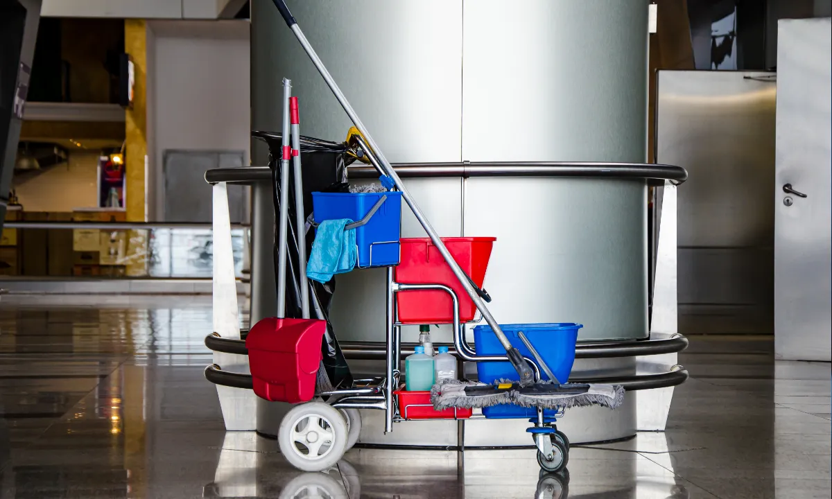 Chariot de nettoyage dans des bureaux